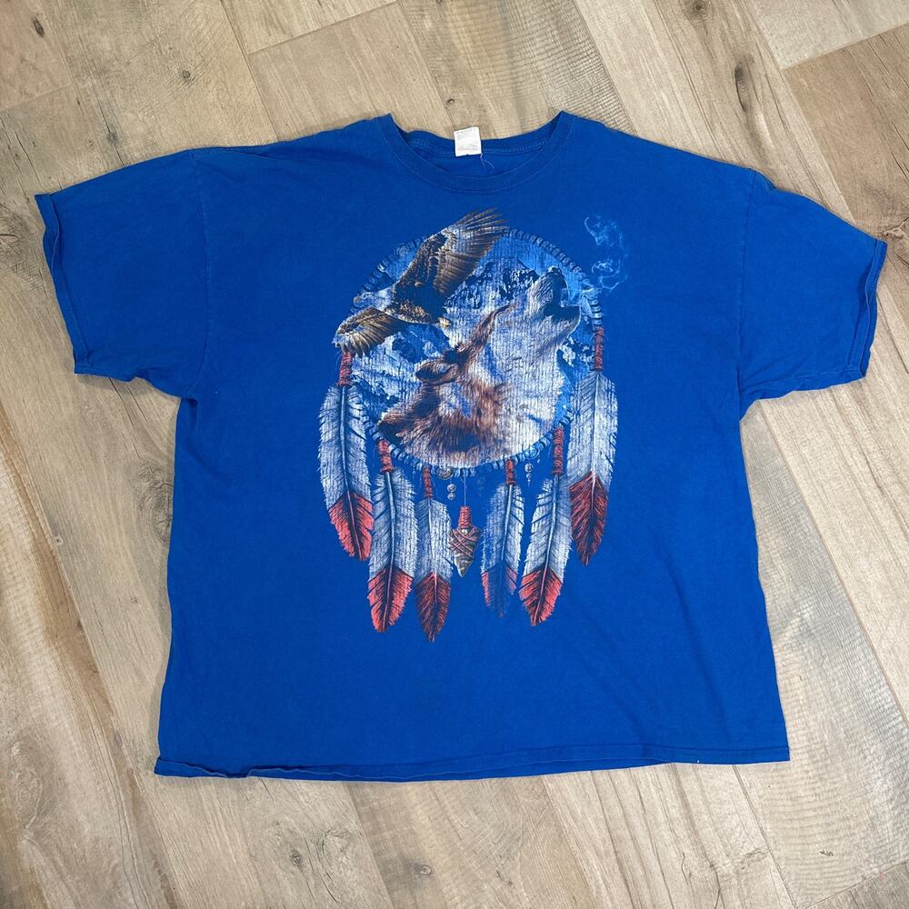 Vintage Native American Wolf Eagle Dream Catcher Shirt Mens 3XL